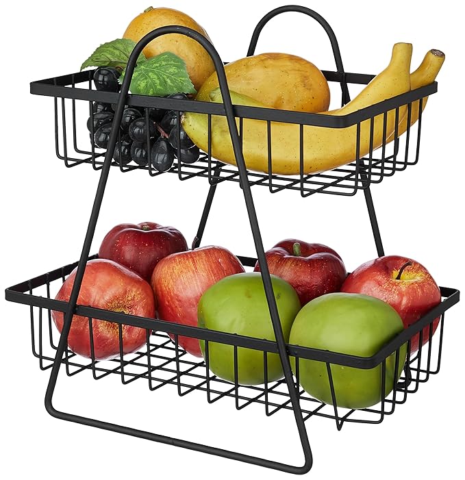 Novatic Metal Fruit Basket - Black Matte Finish