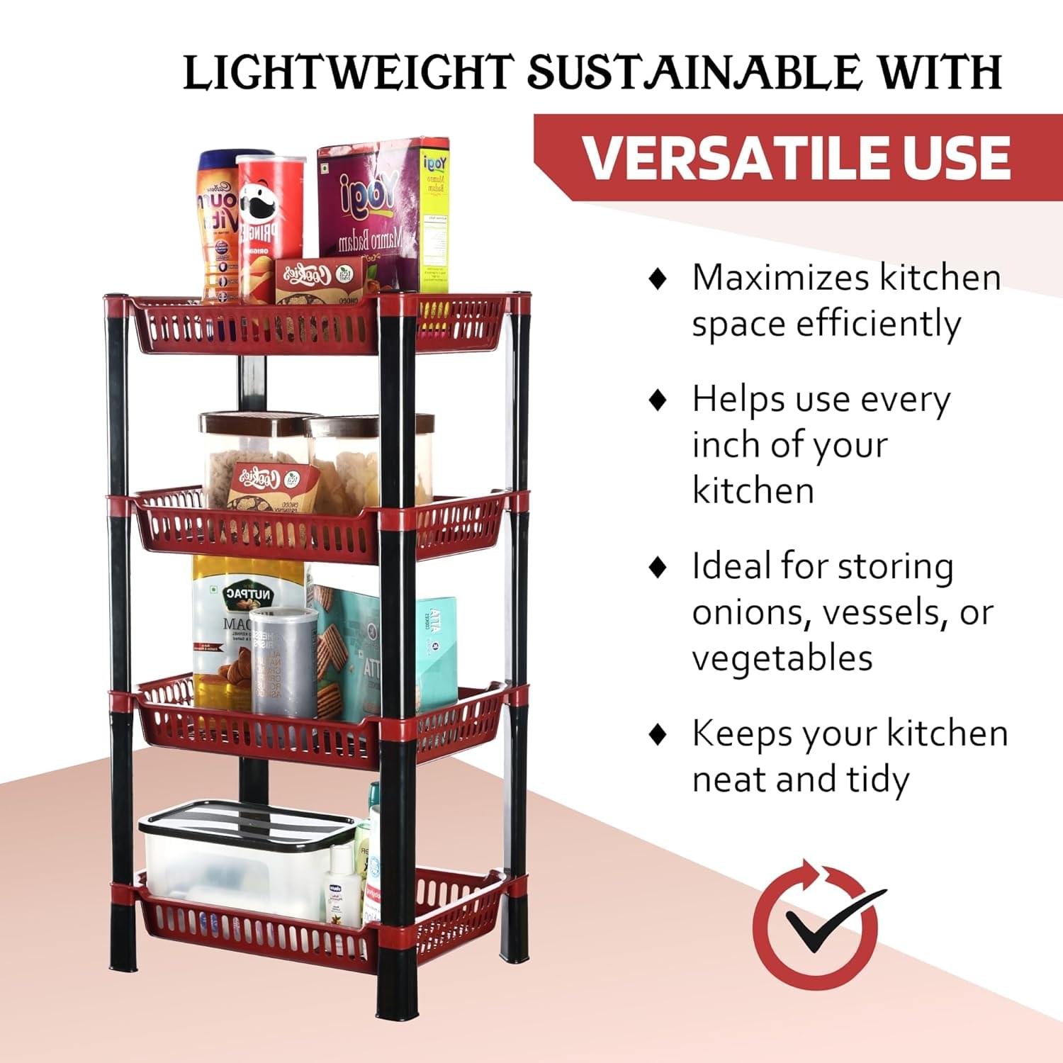 Multipurpose Plastic Kitchen Storage Rack